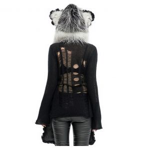 Black and White 'Kitty' Hooded Scarf