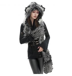 Black and White 'Kitty' Hooded Scarf