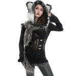 Black and White 'Kitty' Hooded Scarf