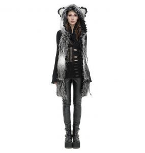 Black and White 'Kitty' Hooded Scarf