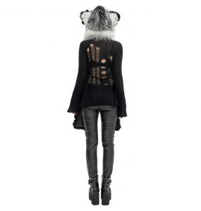 Black and White 'Kitty' Hooded Scarf