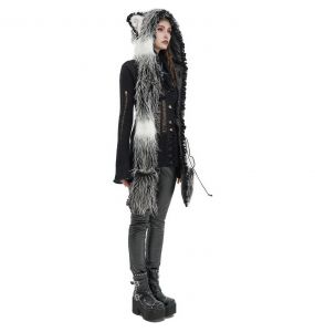 Black and White 'Kitty' Hooded Scarf