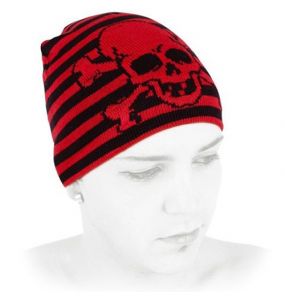 Bonnet 'Skull and Stripes' Rouge et Noir