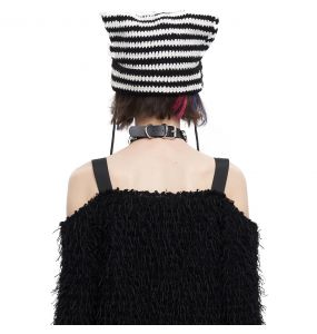 Bonnet 'Liuva' Rayé Noir et Blanc
