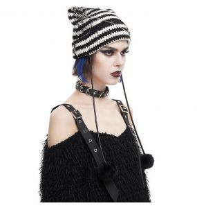 Bonnet 'Liuva' Rayé Noir et Blanc