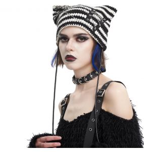 Bonnet 'Liuva' Rayé Noir et Blanc