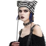 Bonnet 'Liuva' Rayé Noir et Blanc
