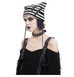 Bonnet 'Liuva' Rayé Noir et Blanc