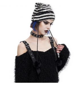 Bonnet 'Liuva' Rayé Noir et Blanc