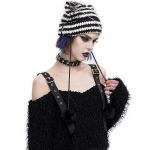 Bonnet 'Liuva' Rayé Noir et Blanc