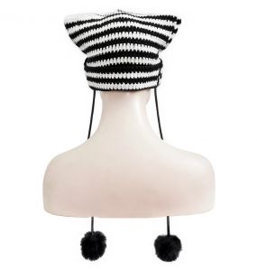 Bonnet 'Liuva' Rayé Noir et Blanc