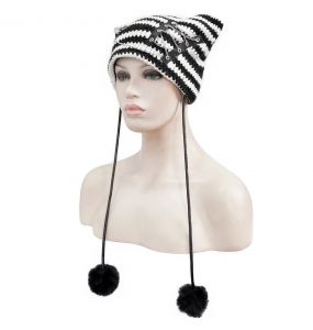 Bonnet 'Liuva' Rayé Noir et Blanc