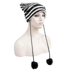 Bonnet 'Liuva' Rayé Noir et Blanc