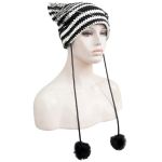 Bonnet 'Liuva' Rayé Noir et Blanc