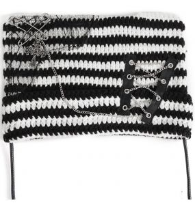 Bonnet 'Liuva' Rayé Noir et Blanc