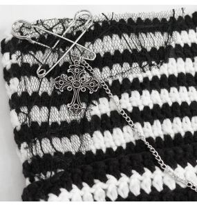 Bonnet 'Liuva' Rayé Noir et Blanc