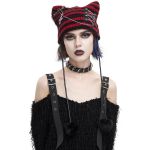 Bonnet 'Liuva' Rayé Noir et Rouge