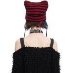 Bonnet 'Liuva' Rayé Noir et Rouge