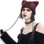 Bonnet 'Liuva' Rayé Noir et Rouge