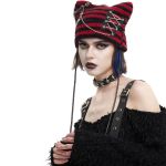 Bonnet 'Liuva' Rayé Noir et Rouge