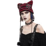 Bonnet 'Liuva' Rayé Noir et Rouge