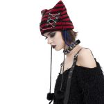 Bonnet 'Liuva' Rayé Noir et Rouge