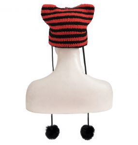 Bonnet 'Liuva' Rayé Noir et Rouge