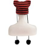 Bonnet 'Liuva' Rayé Noir et Rouge