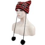 Bonnet 'Liuva' Rayé Noir et Rouge