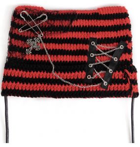 Bonnet 'Liuva' Rayé Noir et Rouge