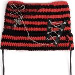 Bonnet 'Liuva' Rayé Noir et Rouge