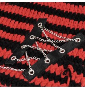 Bonnet 'Liuva' Rayé Noir et Rouge