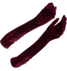 Gants 'Alicia' en Velours Bordeaux
