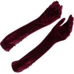 Gants 'Alicia' en Velours Bordeaux
