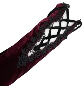 Gants 'Alicia' en Velours Bordeaux