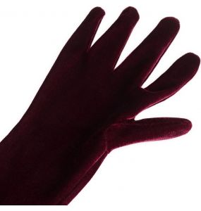Gants 'Alicia' en Velours Bordeaux
