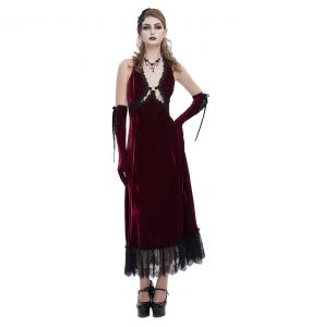 Gants 'Alicia' en Velours Bordeaux