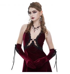Gants 'Alicia' en Velours Bordeaux
