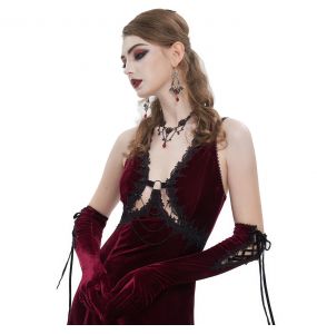 Gants 'Alicia' en Velours Bordeaux