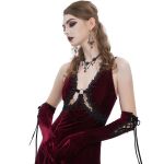 Gants 'Alicia' en Velours Bordeaux