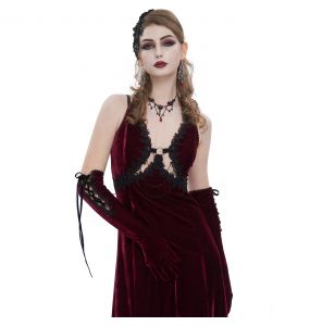Gants 'Alicia' en Velours Bordeaux