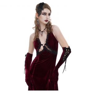 Gants 'Alicia' en Velours Bordeaux