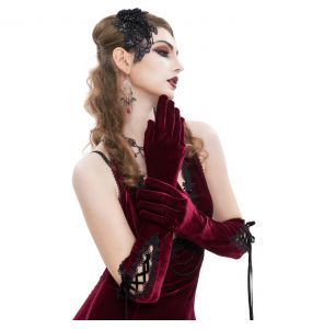 Gants 'Alicia' en Velours Bordeaux