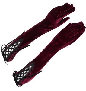 Gants 'Alicia' en Velours Bordeaux