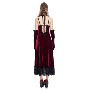 Longue Robe 'Alicia' en Velours Bordeaux