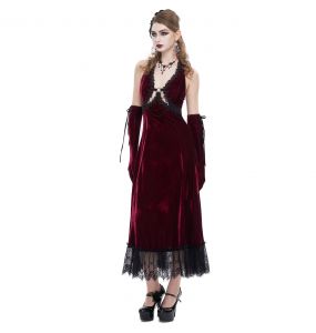 Longue Robe 'Alicia' en Velours Bordeaux