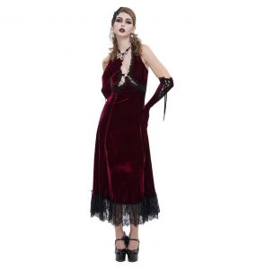 Burgundy Velvet 'Alicia' Long Dress
