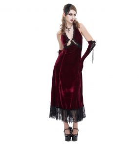 Burgundy Velvet 'Alicia' Long Dress