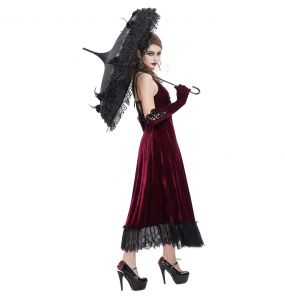Burgundy Velvet 'Alicia' Long Dress