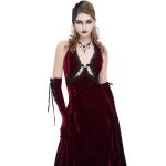 Burgundy Velvet 'Alicia' Long Dress
